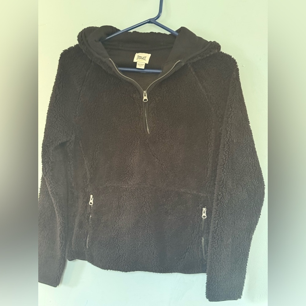 Vintage Everlast Sport Black Quarter Zip Fleece Sweater Small